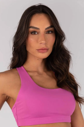 Top com Alças Entrelaçadas Contrastantes (Rosa Fúcsia / Off-White)