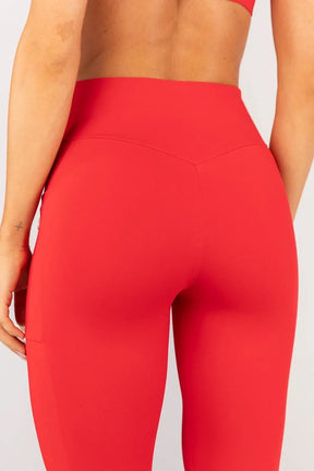 Calça Legging com Cós Transpassado e Bolsos (Rubi)