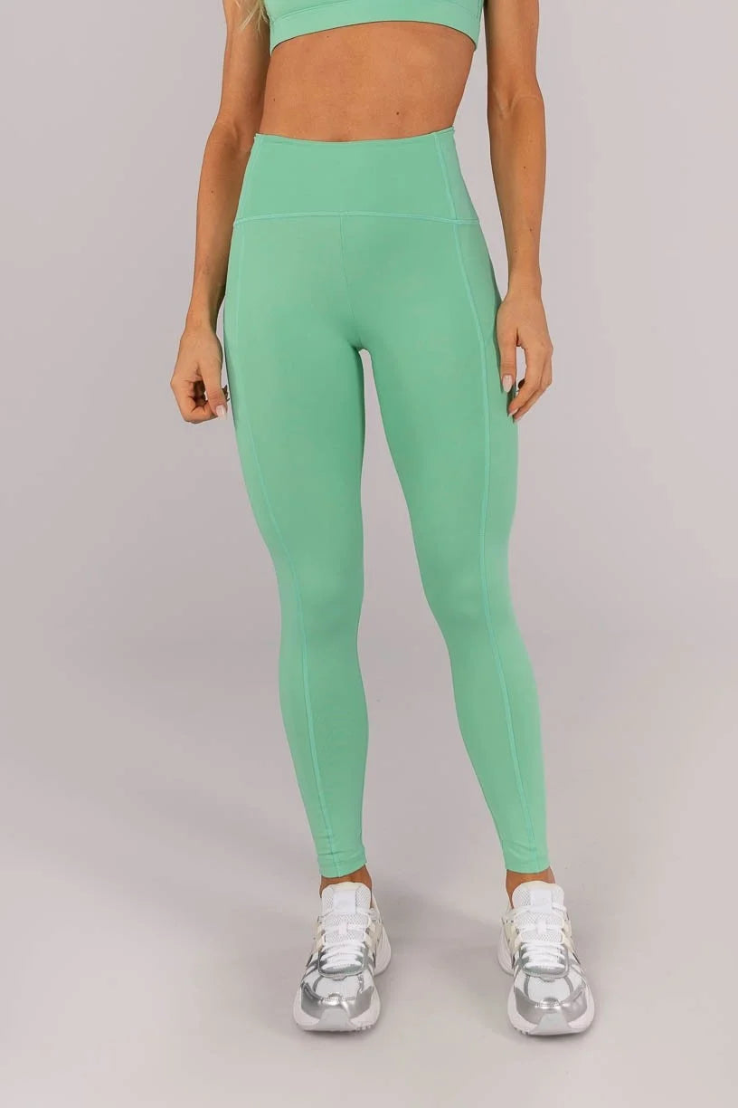 Calça Legging com Bolsos na Lateral Cós (Verde Menta)