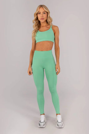 Calça Legging com Bolsos na Lateral Cós (Verde Menta)