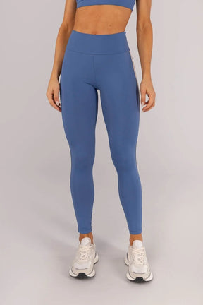 Calça Legging Tricolor com Vivo no Chapado (Sereno / Caramelo / Off-White)